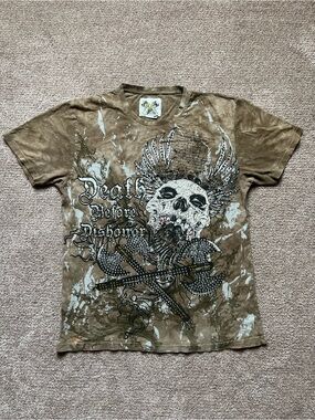 VTG 00’s / Y2K Death Before Dishonor Affliction Style Light Brown Tee